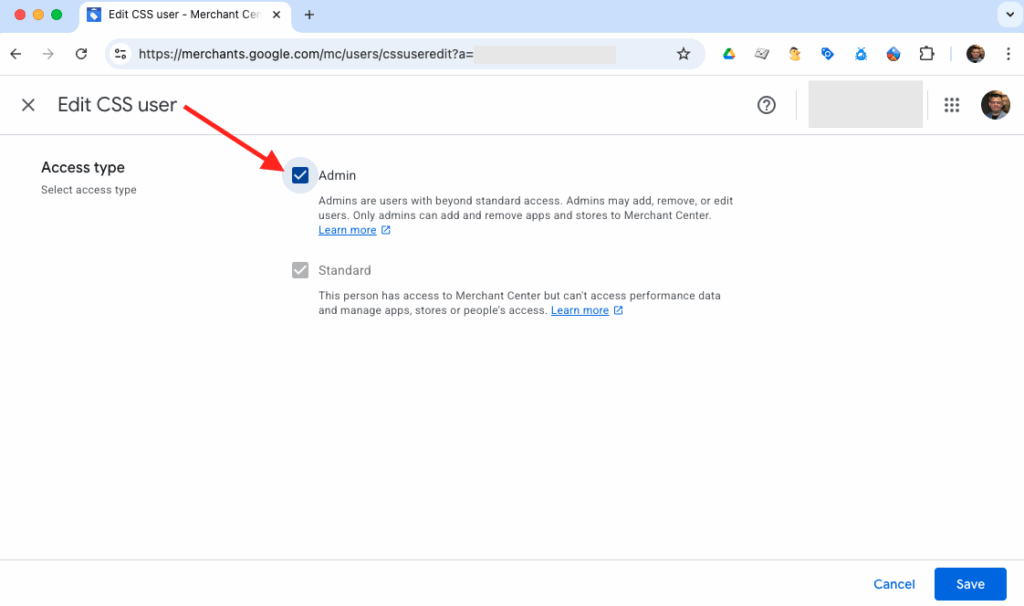 Admin access for CSS