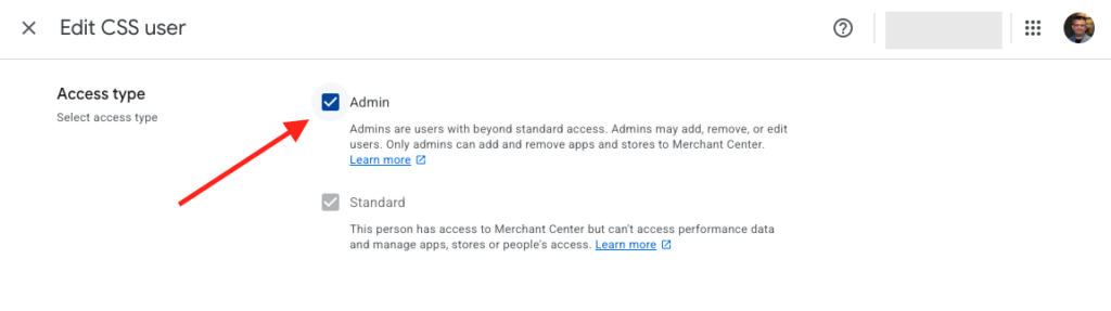 Admin access for CSS
